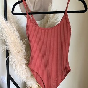 Rust colored ribbed bodysuit